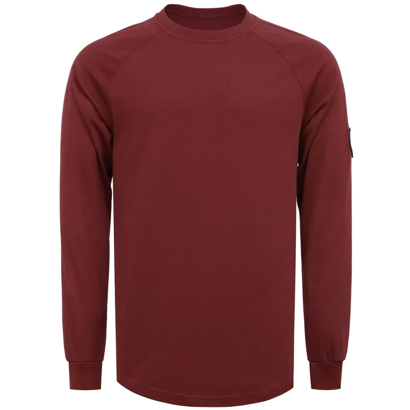 Crew Neck T Shirt Breathable Flame Resistant Fire Protection FRC5608D Red Loose Fit Industrial Workwear 5.5OZ