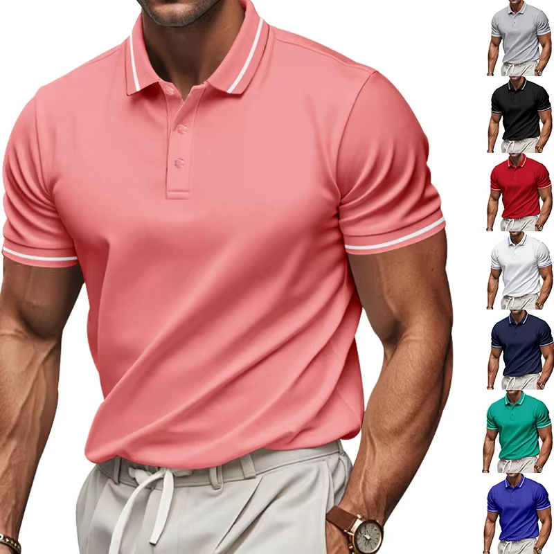 Cross Border TK Independent Site Men's Summer for Shirt for Quick Drying Lapel Short Sleeve Marathon Advertising Shirt