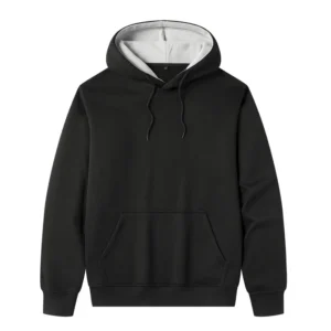 Cross border Autumn Winter New Solid Color Warm Casual Men’s Hooded Sweatshirt Polyester Cotton Long Worsted ODM Windproof