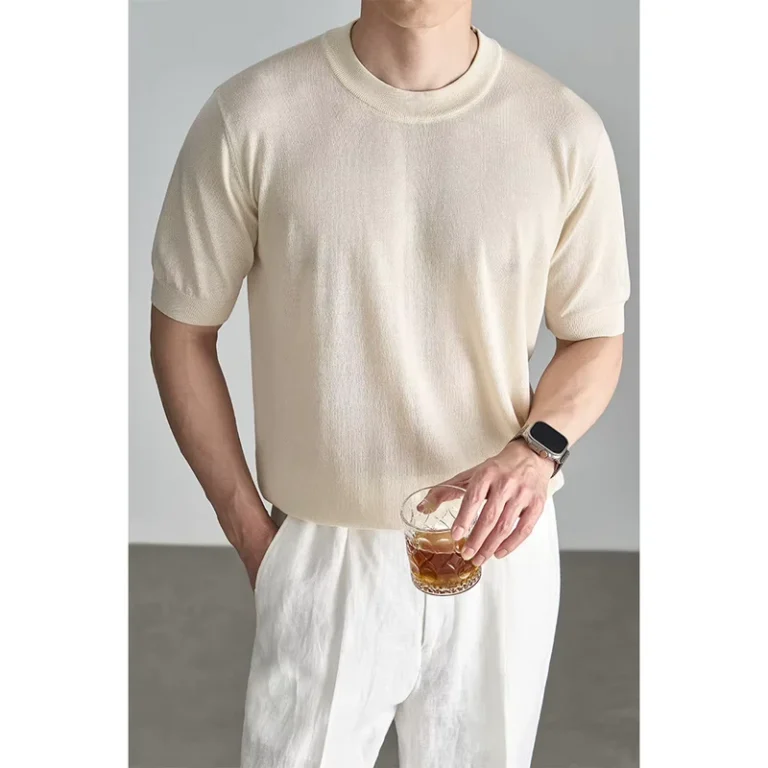 Cross-border-Preppy-style-Plus-size-Short-sleeve-Knit-Sweater-Men-Smart-casual-Light-Business-Style-Summer