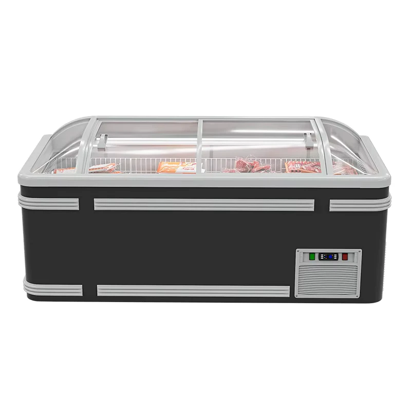 Curve Glass Cover Style Plate Freezer Horizontal Chiller Meat Frozen Display Mini Freezer for Meat