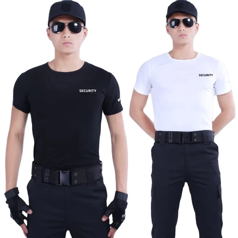 Custom 100% Cotton Security Staff T-Shirt, Plus Size, Embroidery/Printing