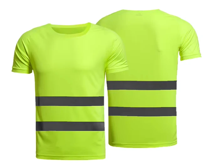 Custom 100% Polyester Hi Vis Reflective Work Safety Working Short Sleeve Shirts Men's Green Orange Reflect Tape Polo t Shirt