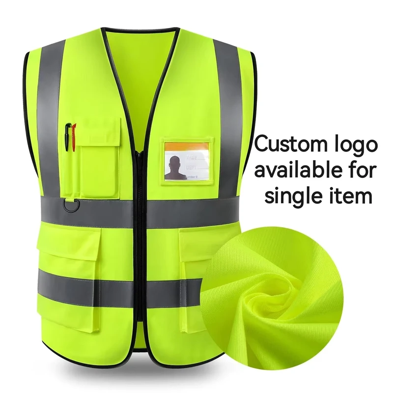 Custom 4 Pocket Hi Vis Safety Vest High Reflective ANSI Class 3 for Construction Workers Port & Marine Safety Work