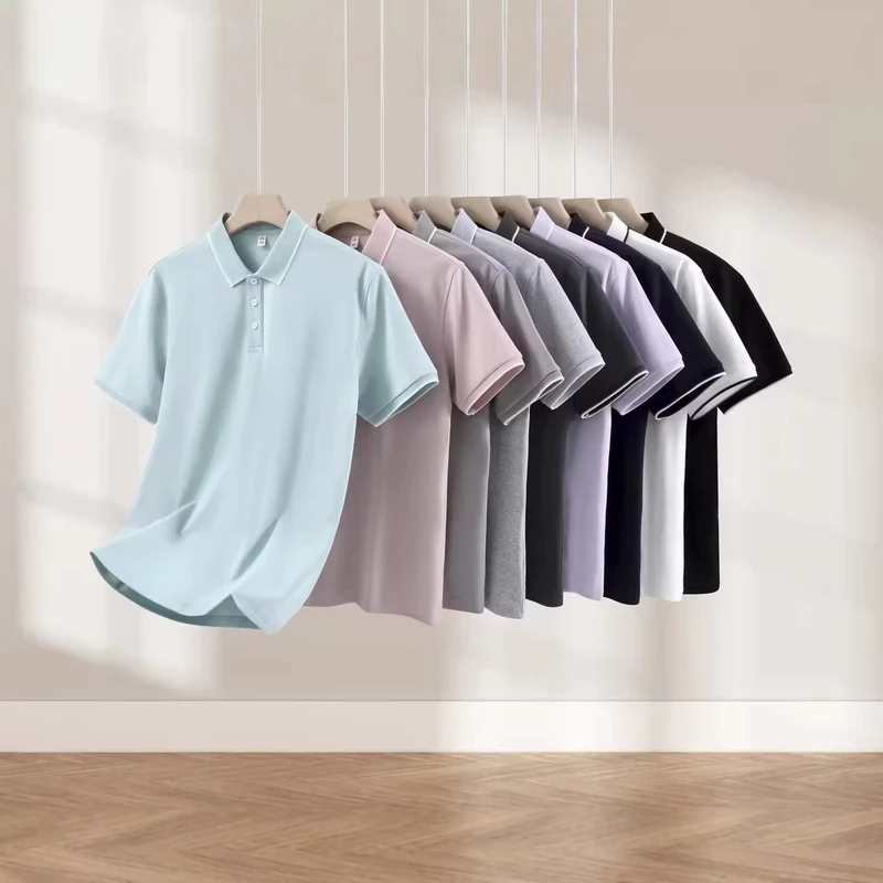 Custom 65% Cotton 27% Solona 8% Spandex Short sleeved Women Men's Polo Shirt Ice Cool Feeeling Solid Unisex Polo T shirt