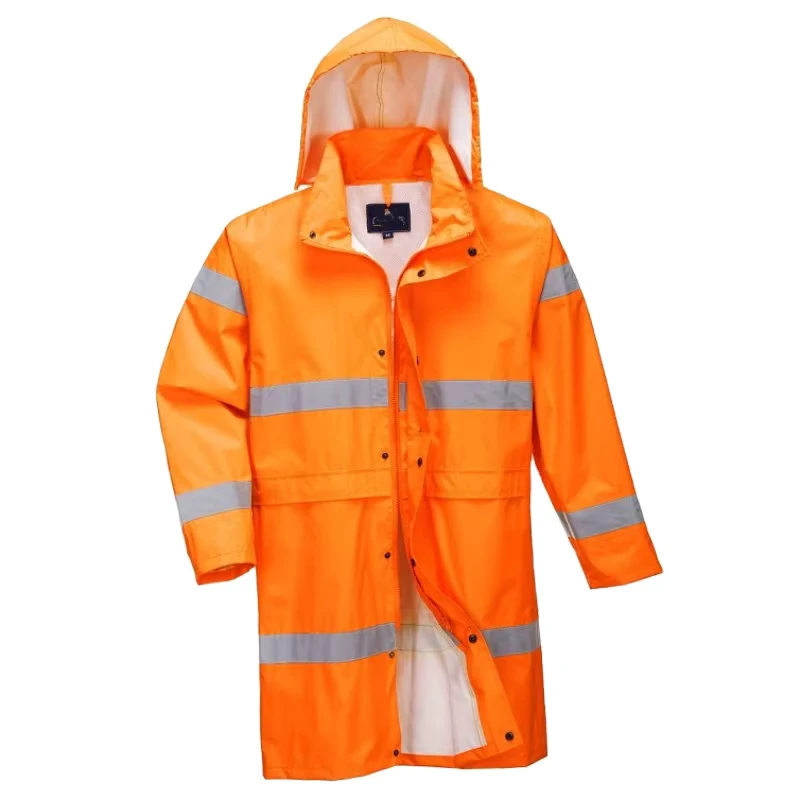 Custom Adults Waterproof Breathable Road Workers Safety Clothing Durable Hi Vis Work Rain Coat Jacket Reflective Clothes for Men