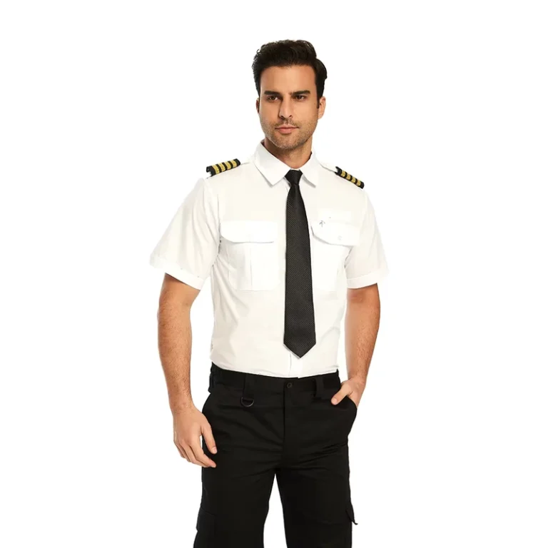 Custom-Airline-Captain-Pilot-Officer-Halloween-Costume-Uniform-Short-Sleeve-Shirts-with-Shoulder-Strap