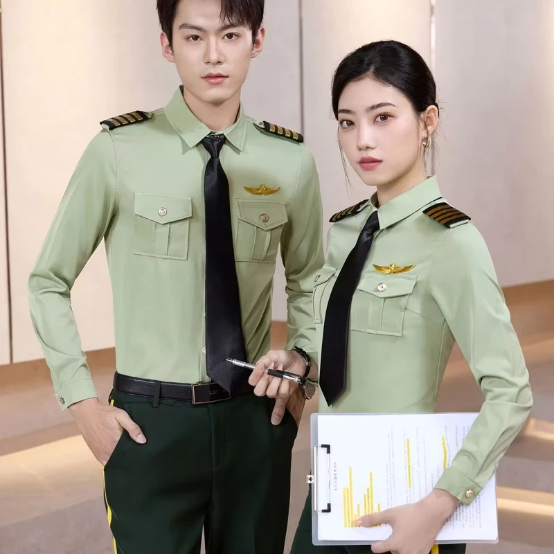 Custom Airline Pilot Uniform Set Unisex Needle Detection ODM Polyester Viscose Free Sample Long sleeved