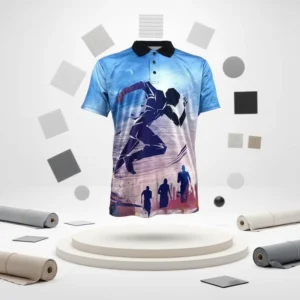 Custom All Over Print Polo Shirt Men Stretch Knitted Full Color Digital Printed Sport Polo for Golf Tennis Team Apparel