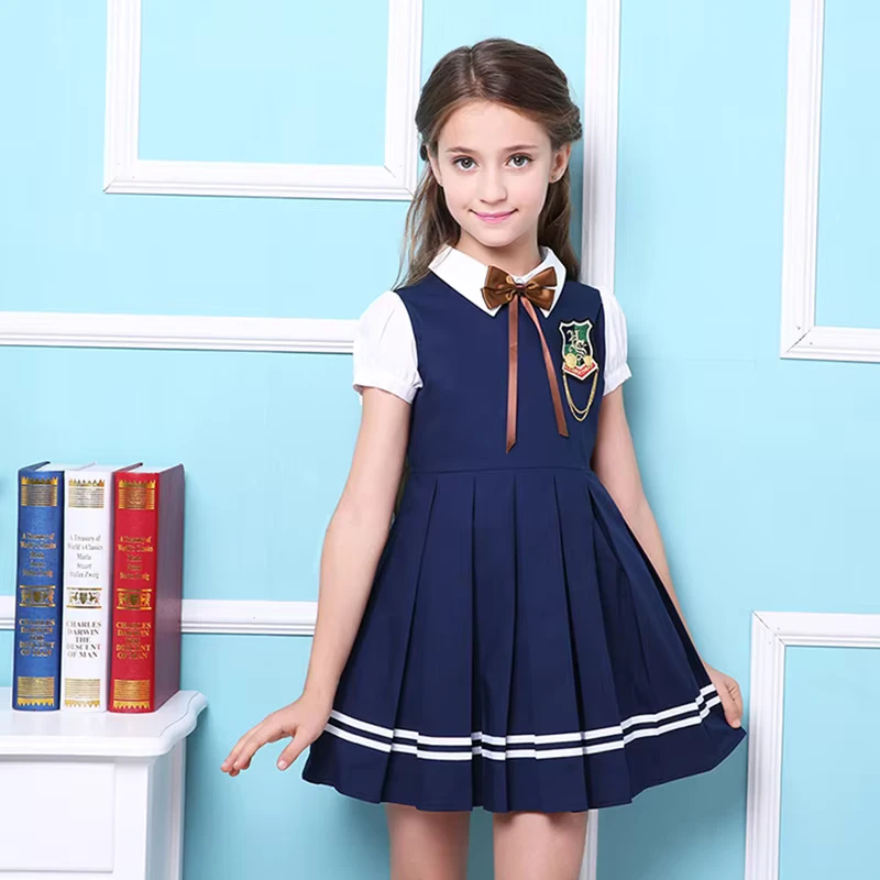 Custom American Kindergarten Primary School Girls' Dress Skirt Pinafore Uniform