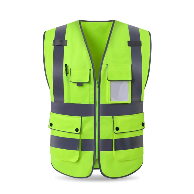 Custom Ansi High Visibility Clothing Class 2 Construction Work Safety Hi Vis Reflective Vest Polyester Customizable Logo