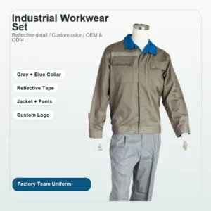 Custom Anti-Static Reflective Industrial Workwear Uniform Set Jacket and Pants for Factory Maintenance