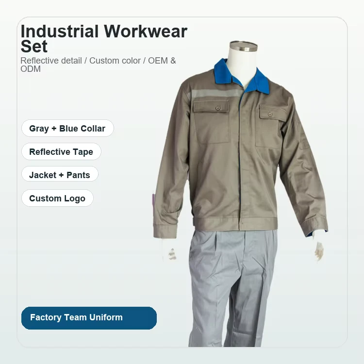 Custom Anti-Static Reflective Industrial Workwear Uniform Set Jacket and Pants for Factory Maintenance