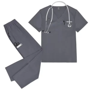 Custom Antifluid Scrub Uniform Set with Zipper Collar for Clinics and Nurses