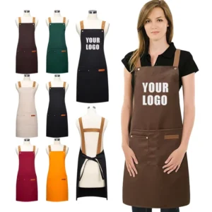 Custom Apron Waterproof Oil-Proof Canvas Restaurant Cooking Kitchen Work Clothes Unisex with Customized Logo