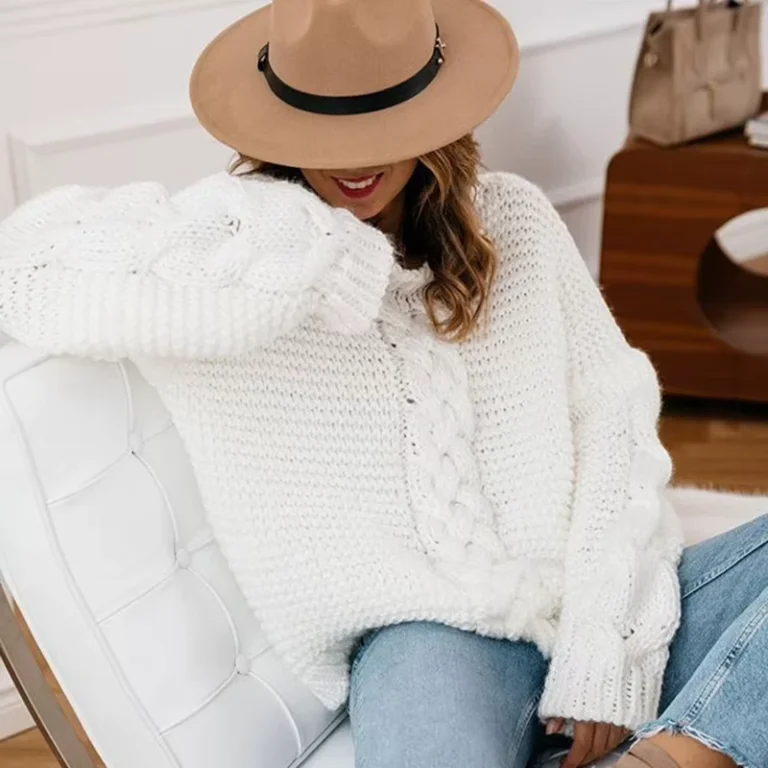Custom-Autumn-Winter-New-Style-Round-Neck-Cable-Stitch-Sweater-Plus-Size-Women-Clothing