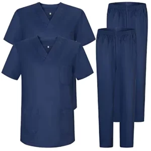Custom Basic Hospital Scrub Set Chlorine-Resistant Cotton V-Neck Medical Uniform OEM/ODM