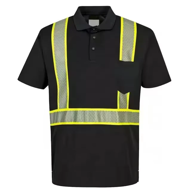 Custom Black Hi Viz Dry Fit Breathable Quick Dry Outdoor Work Safety Shirts for Men Long Sleeves High Reflective
