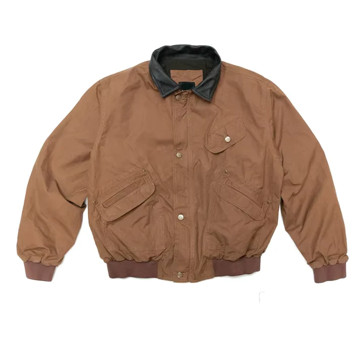 Custom-Blank-Acid-Washed-Old-Lapel-Jacket-Loose-Casual-Mens-Heavy-Canvas-Jacket