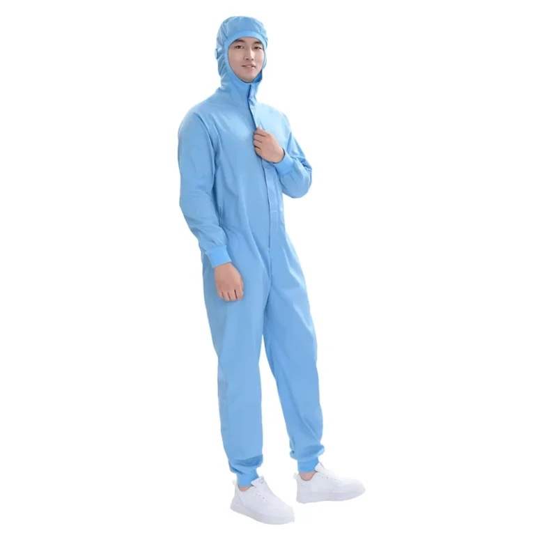 Custom-Blue-TC-Food-Industry-Coverall-with-Ribbed-Cuffs-OEM-Factory-Protective-Workwear