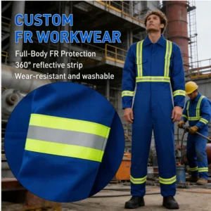 Custom Blue Workers Reflective Overall Safety Hi Vis Clothing Workwear Flame Retardant Coverall