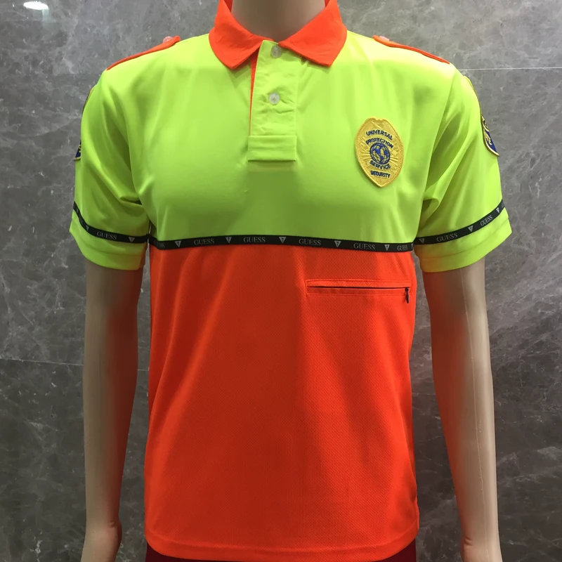 Custom Breathable 100% Polyester Workwear Security for Shirts for Men with Contrast Color and Embroidery Logo