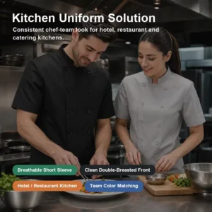 Custom Breathable Double-Breasted Short-Sleeve Chef Coat