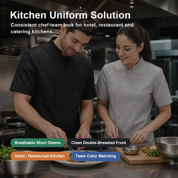 Custom Breathable Double-Breasted Short-Sleeve Chef Coat