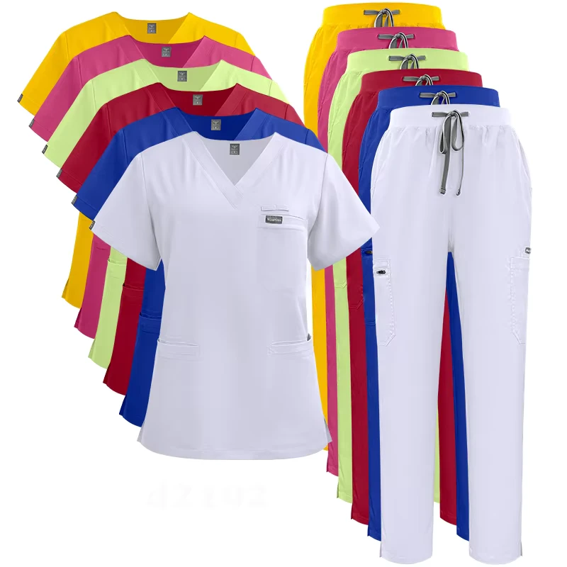 Custom Bright-Color Short-Sleeve Women's Medical Scrubs Set Hospital Spa Uniform