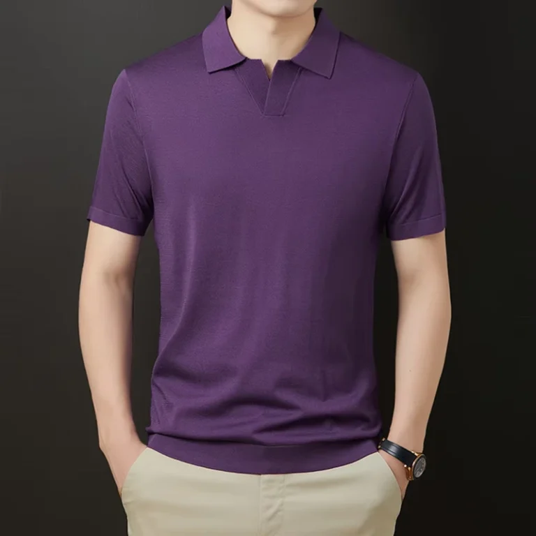 Custom-Business-Lapel-Polo-Shirt-Loose-fit-Solid-Color-Polo-Shirt-Casual-Summer-Nylon-Viscose-Knitted-Polo-Shirt