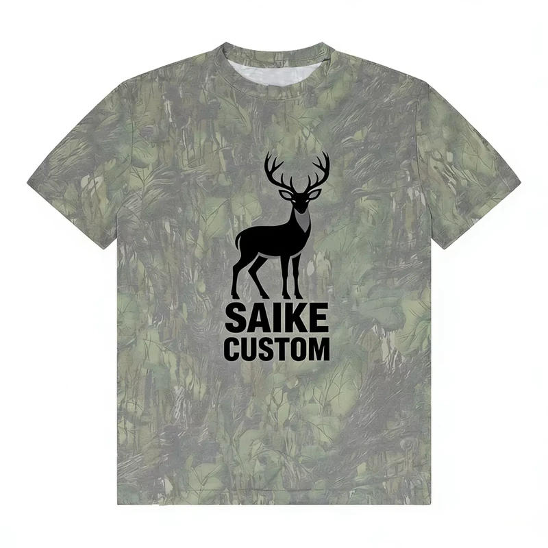 Custom Camouflage Fishing Shirt Breathable Comfort Stretch Material Washed Out Camo Vintage Short Sleeve Hunting Shirts