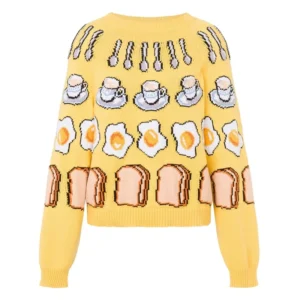 Custom Casual Knit Sweater Women Winter Long Sleeve OEM ODM Support Jacquard Front Logo