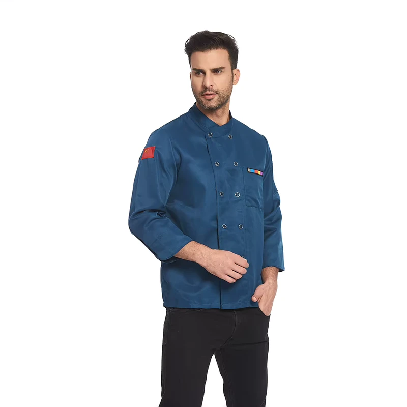 Custom Chef Uniform Jacket Restaurant Workwear Coat Unisex Classic Long-Sleeve OEM Logo