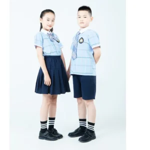 Custom Children’s Summer School Uniform Set with Polo T-Shirts and Shorts