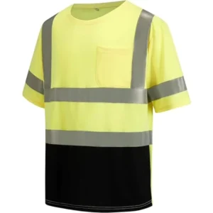 Custom Class 3 Men’s Yellow Construction Safety T Shirts Hi Vis Shirt Short Sleeve Safety Reflective Work Shirt