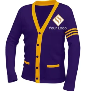 Custom Clothing Manufacturers Men Classic Long Sleeve Uniform Color Block Knit Sweater Button V Neck Unisex Cardigan Sweater