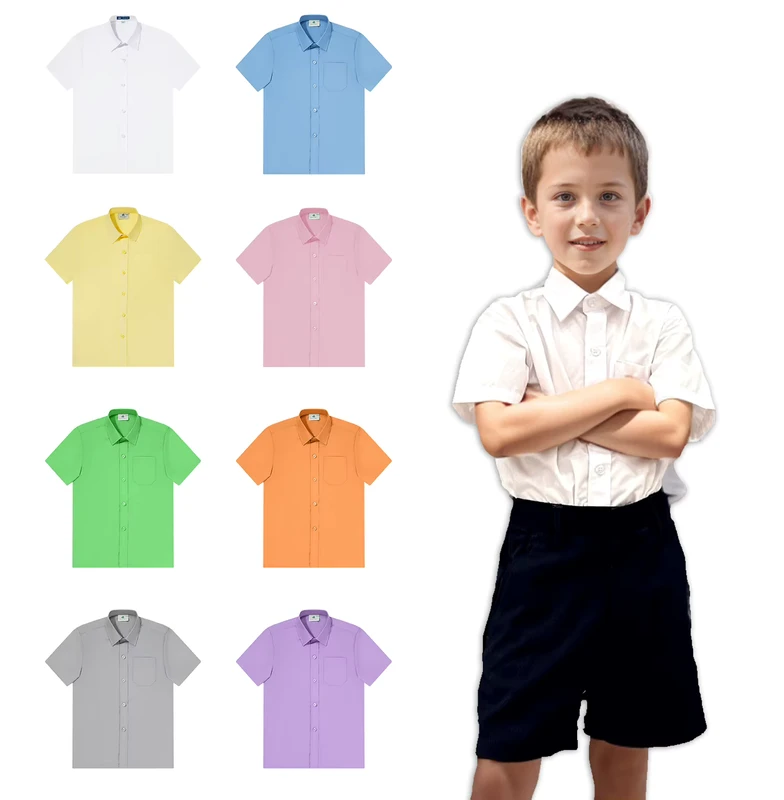 Custom Color School Logo Boy School Uniforms Classroom School Plain Button Shirts Students Wear Clothing