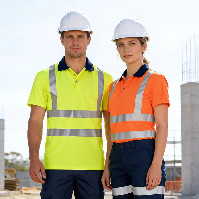 Custom Cotton Construction Mining Worker Security Road Cleaner Safety Clothes Reflective Tee Workwear Hi Vis Work Wear Shirt