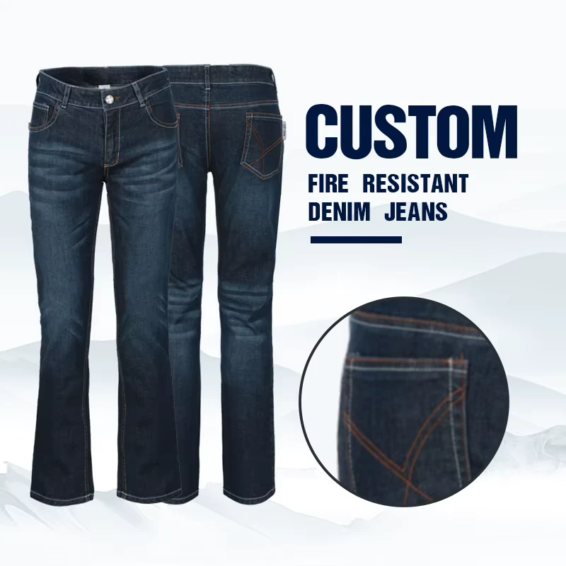 Custom Cotton NFPA2112 FR Jeans Flame Retardant Work Construction Denim Pants