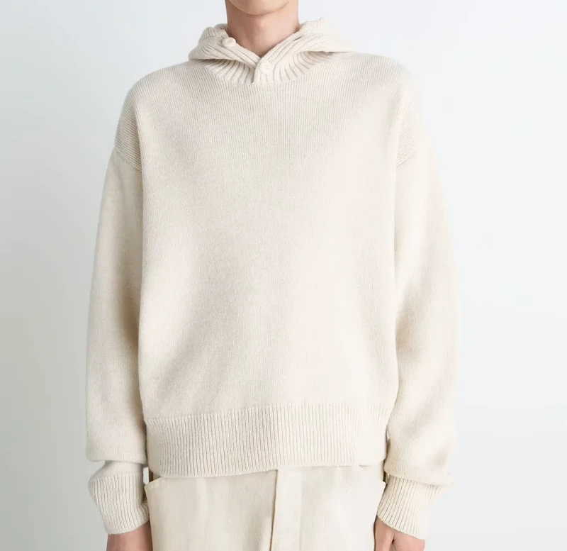 Custom Crew Neck Hooded Winter Knit Sweater for Men, Oversized Casual Style
