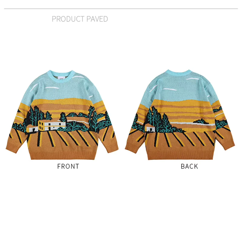 Custom Crewneck Sweater Men OEM Knitting Fuzzy Knitwear Man Fashion Clothing Manufacture