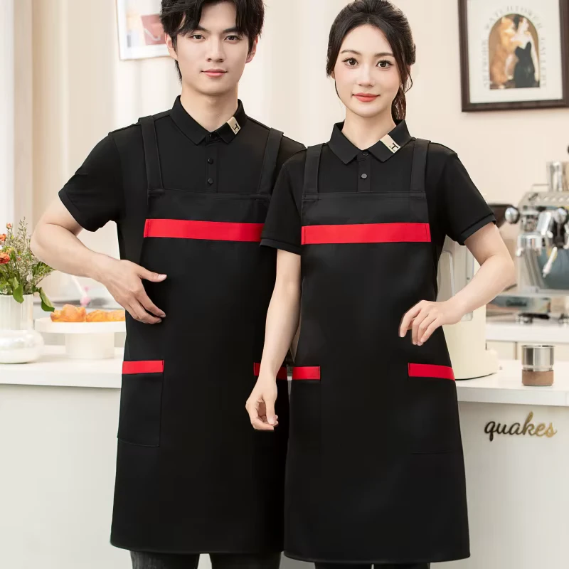 Custom Cross border Waterproof ApronsSpecial for Catering Work Clothes for Male and Female Waiters Waist ApronsFor Milk TeaShops