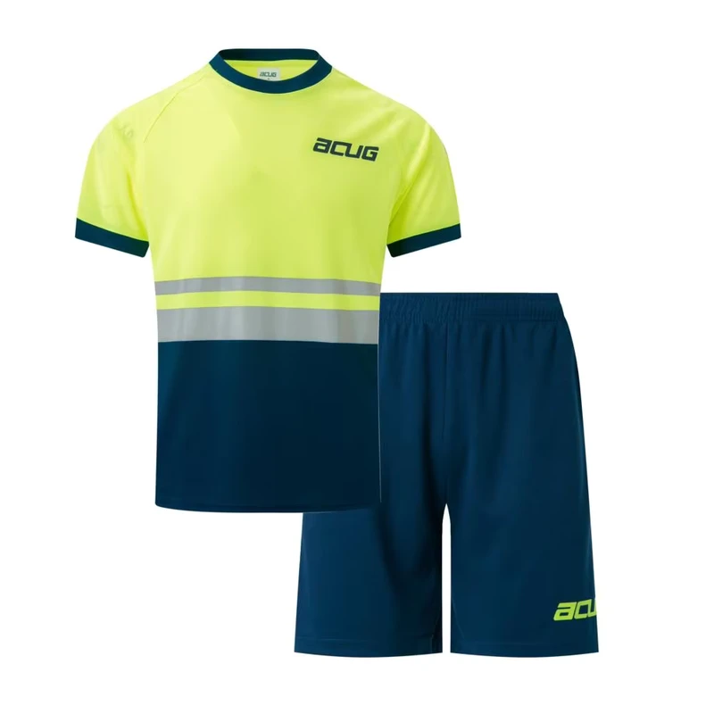 Custom Design Logo High Quality Polyester Jogging Shirts Shorts Gym Sport Suit Safety Hi-vis Running Printing Men T Shirt Shorts