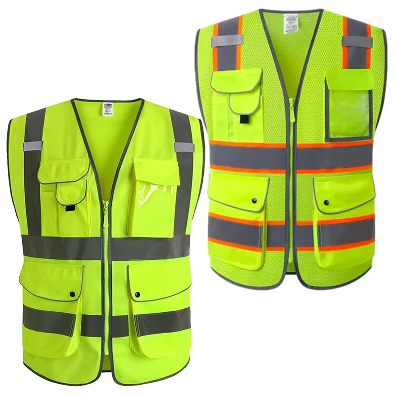 Custom Design Personal Security Construction Hi Vis Multi Pocket Reflective Safety Vest Jacket