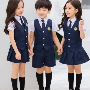 Custom Design Summer Primary School Uniform Shirt Kindergarten Student’s Skirt Kids Uniform