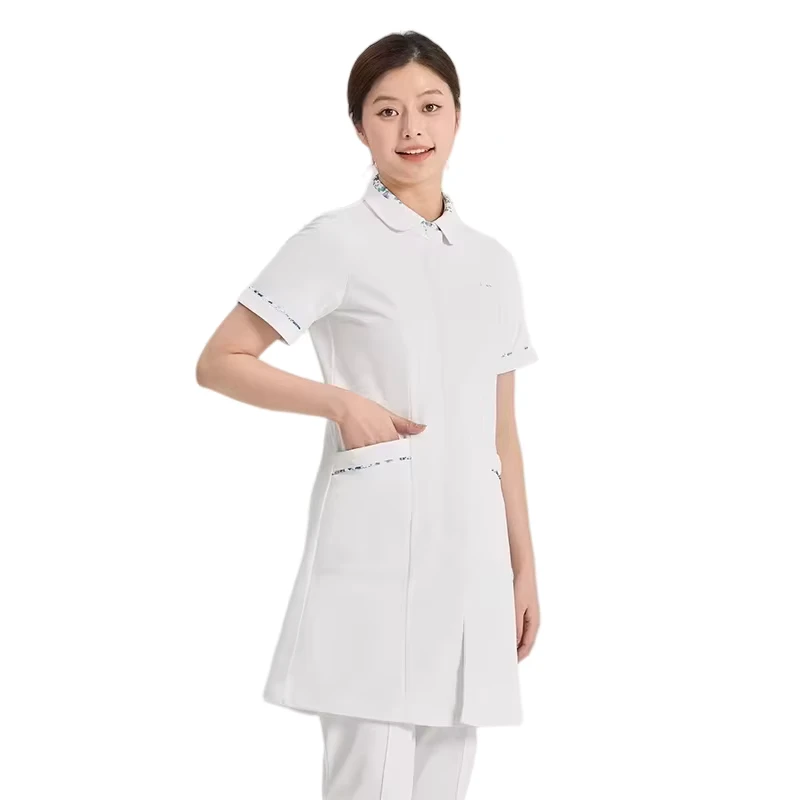 Custom Dssyon Robe Work Clothes Uniforme De Enfermera Women's Short sleeved Top Professional High end Medical Suit Polyester