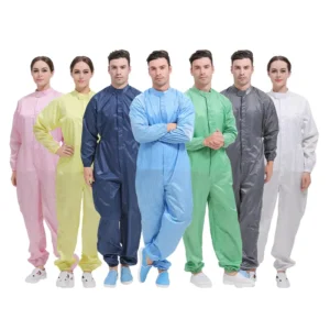 Custom Durable ESD Industrial Clothes Dust Proof Cleanroom Coverall Suit For PCB Electronics Manufacturing
