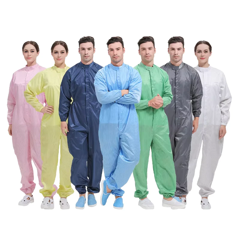 Custom Durable ESD Industrial Clothes Dust Proof Cleanroom Coverall Suit For PCB Electronics Manufacturing