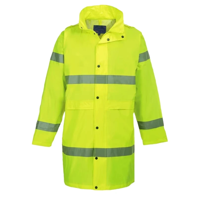 Custom Durable Hi Vis Work Raincoat Jacket Waterproof Reflective Clothes Men Adults Breathable High Visibility Safety Rain Wear