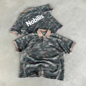 Custom Embroidered Camouflage Polo Shirt Heavyweight Waffle Cotton Contrast Knit Collar